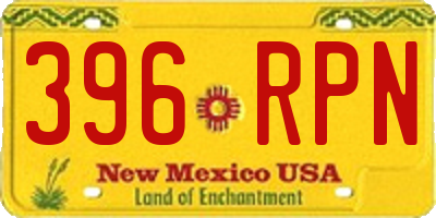 NM license plate 396RPN