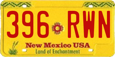 NM license plate 396RWN