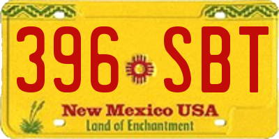 NM license plate 396SBT