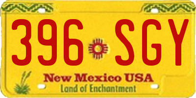 NM license plate 396SGY