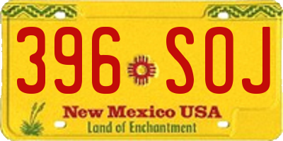 NM license plate 396SOJ