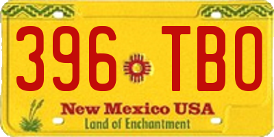 NM license plate 396TBO