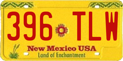 NM license plate 396TLW