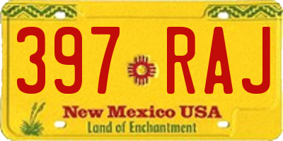 NM license plate 397RAJ