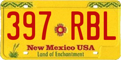 NM license plate 397RBL