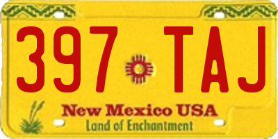 NM license plate 397TAJ