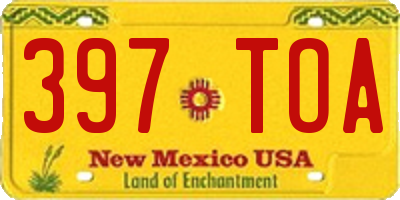 NM license plate 397TOA