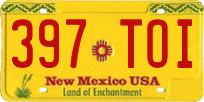 NM license plate 397TOI