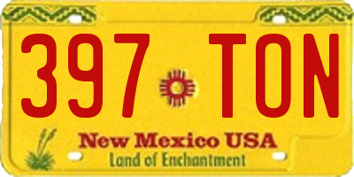 NM license plate 397TON
