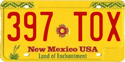 NM license plate 397TOX