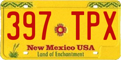NM license plate 397TPX