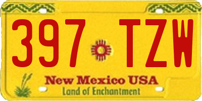 NM license plate 397TZW