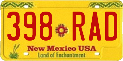 NM license plate 398RAD