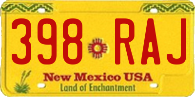 NM license plate 398RAJ