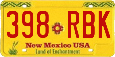 NM license plate 398RBK