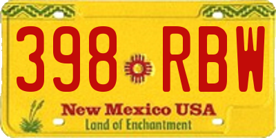 NM license plate 398RBW
