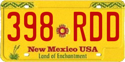 NM license plate 398RDD