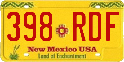 NM license plate 398RDF