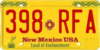 NM license plate 398RFA