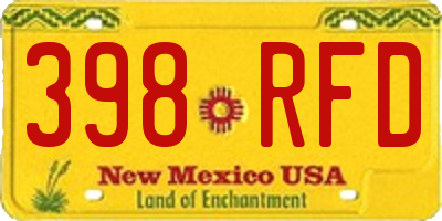 NM license plate 398RFD