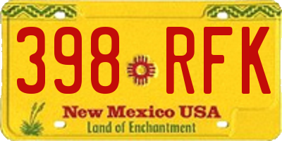 NM license plate 398RFK
