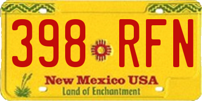 NM license plate 398RFN