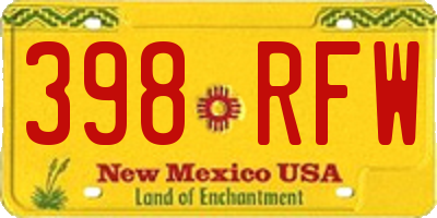 NM license plate 398RFW