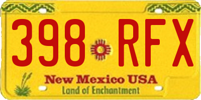 NM license plate 398RFX