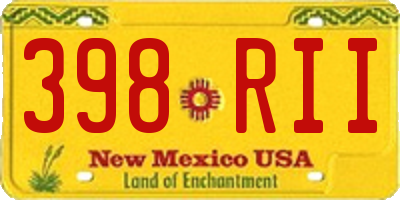 NM license plate 398RII