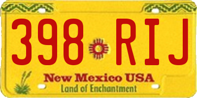 NM license plate 398RIJ