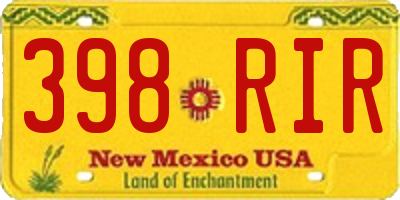 NM license plate 398RIR