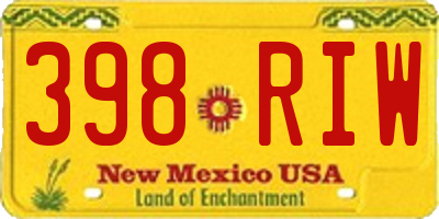 NM license plate 398RIW