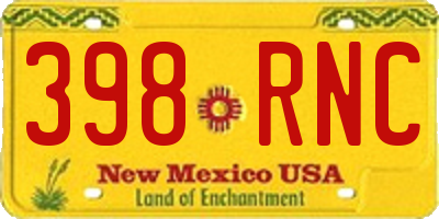 NM license plate 398RNC