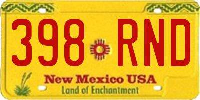 NM license plate 398RND