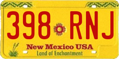NM license plate 398RNJ