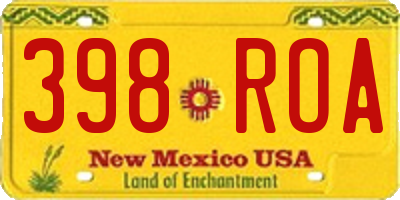 NM license plate 398ROA