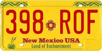 NM license plate 398ROF