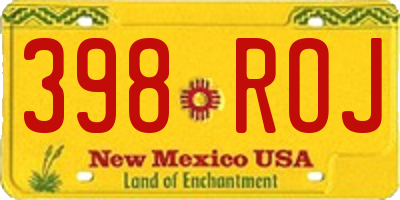 NM license plate 398ROJ