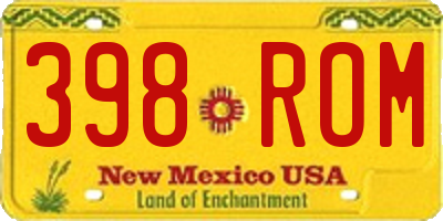 NM license plate 398ROM