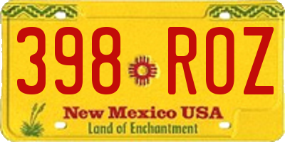 NM license plate 398ROZ