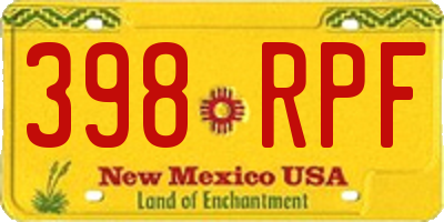 NM license plate 398RPF