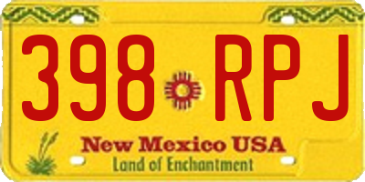 NM license plate 398RPJ