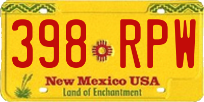 NM license plate 398RPW