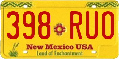 NM license plate 398RUO