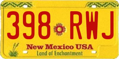 NM license plate 398RWJ