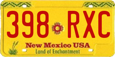 NM license plate 398RXC