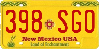 NM license plate 398SGO