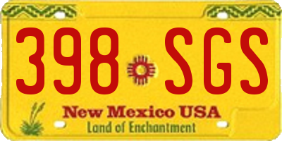 NM license plate 398SGS