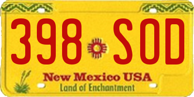 NM license plate 398SOD