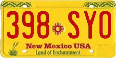 NM license plate 398SYO